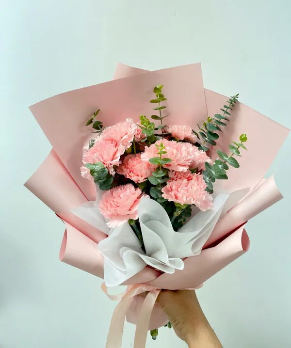 Mothers Day Pink Carnation Bouquet 600x718 1