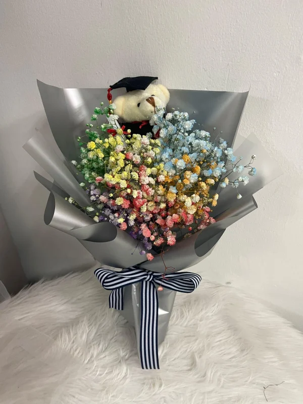 Rainbow graduation bouquet 1
