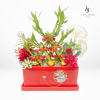 3 Golden Triangle Bamboo Arrangement With Gold Leaf in Rectangular Pot (Random Design & CNY Ornaments)