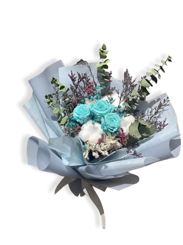 Blue Preserved Roses Bouquet jpg