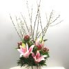 Pussy willows with pink lilies floral arrangement 2 jpeg